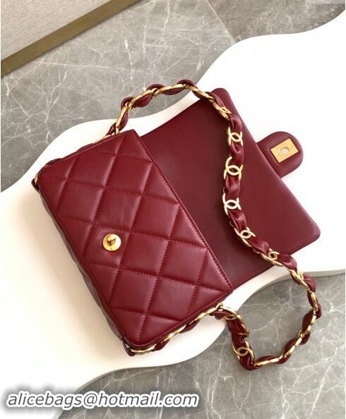 Best Price Chanel Lambskin Small Flap Bag with CC Chain AS5174 Burgundy 2024