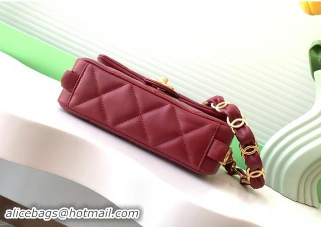 Best Price Chanel Lambskin Small Flap Bag with CC Chain AS5174 Burgundy 2024