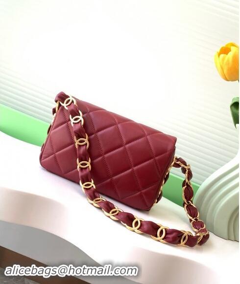 Best Price Chanel Lambskin Small Flap Bag with CC Chain AS5174 Burgundy 2024