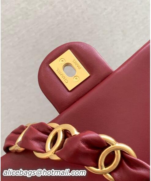 Best Price Chanel Lambskin Small Flap Bag with CC Chain AS5174 Burgundy 2024