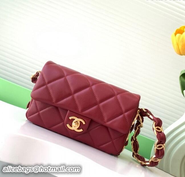 Best Price Chanel Lambskin Small Flap Bag with CC Chain AS5174 Burgundy 2024