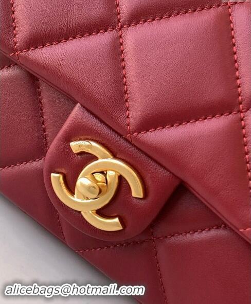 Best Price Chanel Lambskin Small Flap Bag with CC Chain AS5174 Burgundy 2024