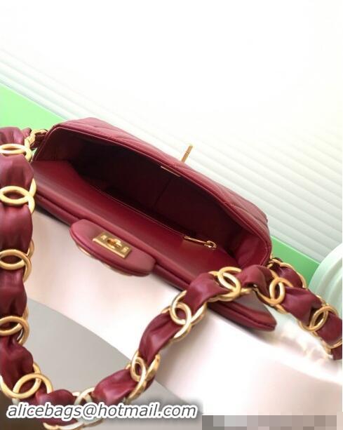 Best Price Chanel Lambskin Small Flap Bag with CC Chain AS5174 Burgundy 2024