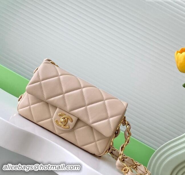 Hot Style Chanel Lambskin Small Flap Bag with CC Chain AS5174 Light Beige 2024