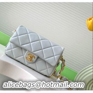 Buy Cheapest Chanel Lambskin Small Flap Bag with CC Chain AS5174 Light Grey 2024