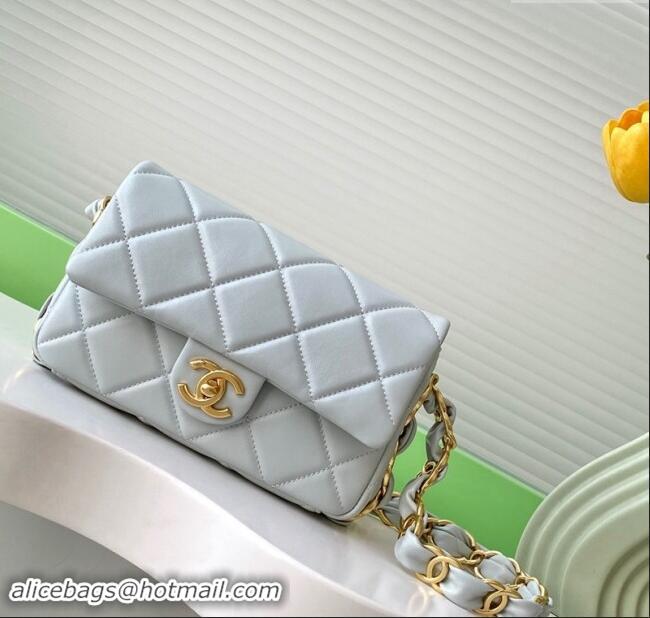 Buy Cheapest Chanel Lambskin Small Flap Bag with CC Chain AS5174 Light Grey 2024