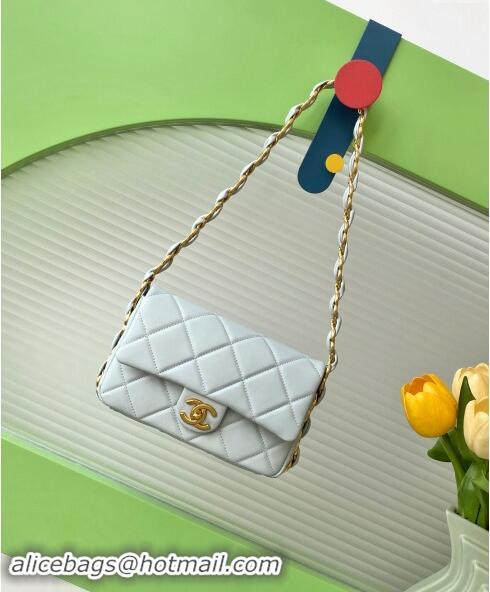 Buy Cheapest Chanel Lambskin Small Flap Bag with CC Chain AS5174 Light Grey 2024