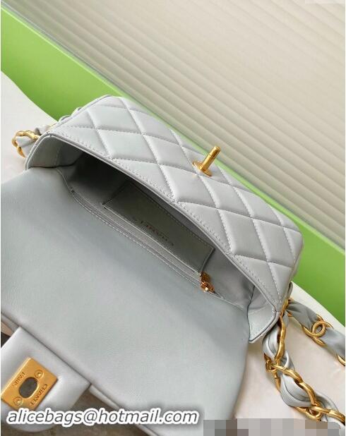 Buy Cheapest Chanel Lambskin Small Flap Bag with CC Chain AS5174 Light Grey 2024