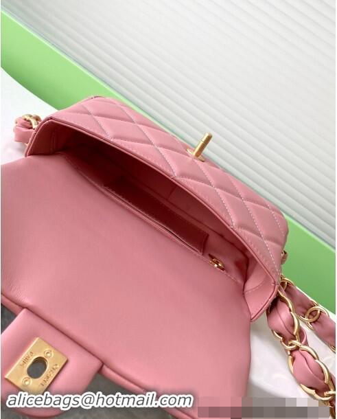 Buy Fashionable Chanel Lambskin Small Flap Bag with CC Chain AS5174 Light Pink 2024