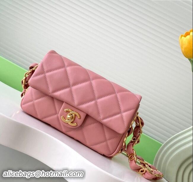 Buy Fashionable Chanel Lambskin Small Flap Bag with CC Chain AS5174 Light Pink 2024