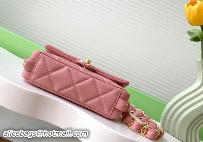 Buy Fashionable Chanel Lambskin Small Flap Bag with CC Chain AS5174 Light Pink 2024