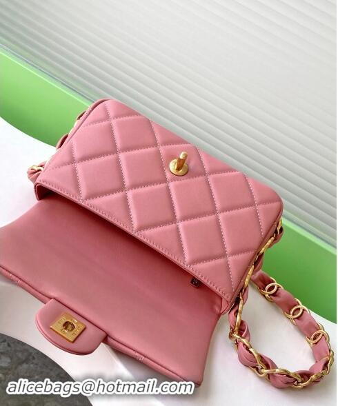 Buy Fashionable Chanel Lambskin Small Flap Bag with CC Chain AS5174 Light Pink 2024