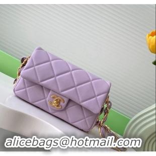 Modern Classic Chanel Lambskin Small Flap Bag with CC Chain AS5174 Purple 2024