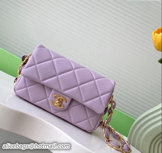 Modern Classic Chanel Lambskin Small Flap Bag with CC Chain AS5174 Purple 2024