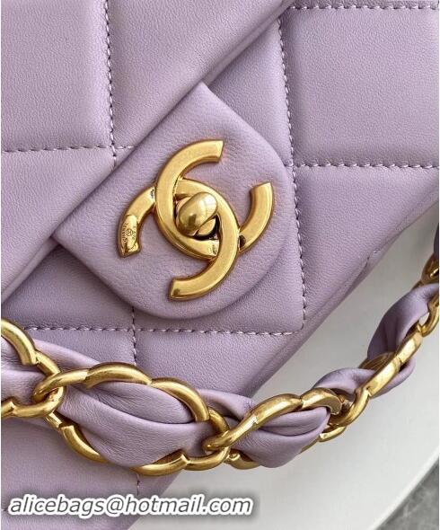 Modern Classic Chanel Lambskin Small Flap Bag with CC Chain AS5174 Purple 2024