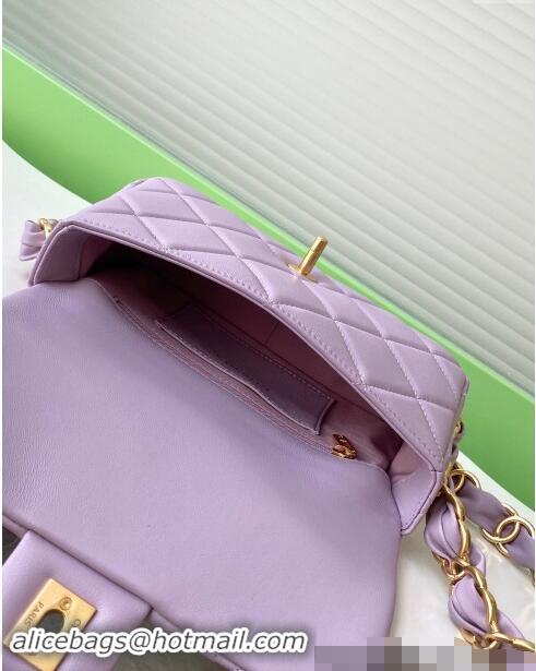 Modern Classic Chanel Lambskin Small Flap Bag with CC Chain AS5174 Purple 2024