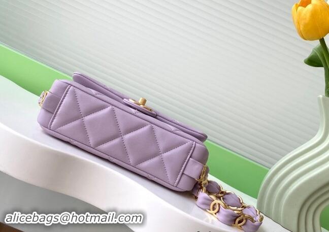 Modern Classic Chanel Lambskin Small Flap Bag with CC Chain AS5174 Purple 2024