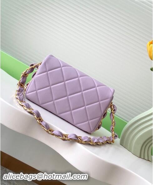 Modern Classic Chanel Lambskin Small Flap Bag with CC Chain AS5174 Purple 2024