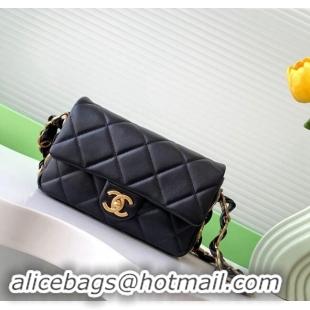 Fashion Discount Chanel Lambskin Small Flap Bag with CC Chain AS5174 Black 2024