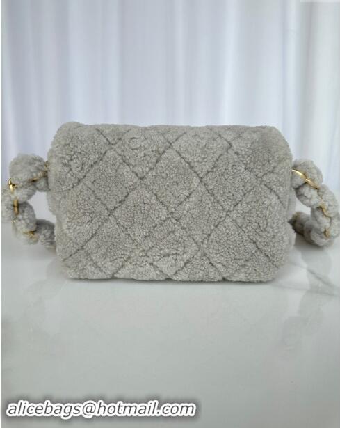 Well Crafted Chanel Shearling Small Flap Bag with CC Chain AS5174 Grey 2024