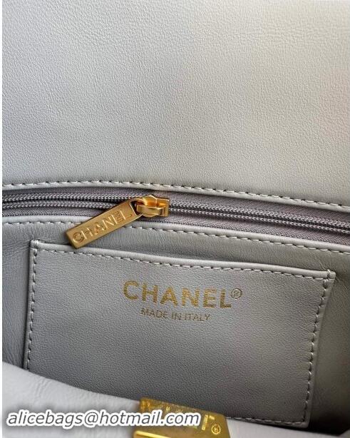 Well Crafted Chanel Shearling Small Flap Bag with CC Chain AS5174 Grey 2024