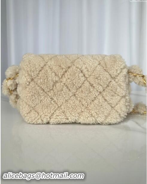 Buy Classic Chanel Shearling Small Flap Bag with CC Chain AS5174 Beige 2024