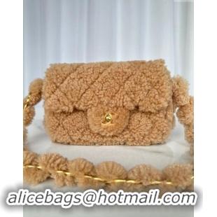 Shop Discount Chanel Shearling Small Flap Bag with CC Chain AS5174 Brown 2024