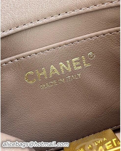 New Release Creation Chanel Shearling Mini Flap Bag with CC Chain AS5175 Brown 2024 