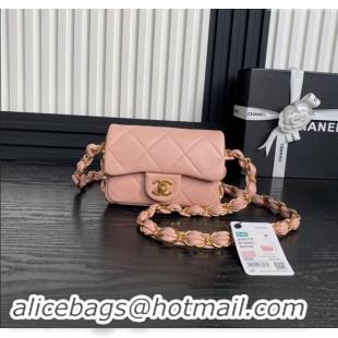 Market Sells Chanel Lambskin Mini Flap Bag with CC Chain AS5175 Light Pink 2024