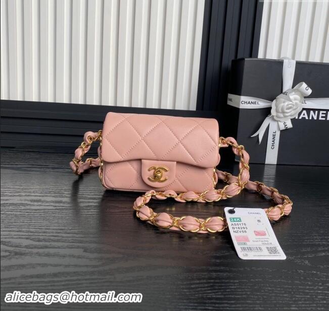 Market Sells Chanel Lambskin Mini Flap Bag with CC Chain AS5175 Light Pink 2024