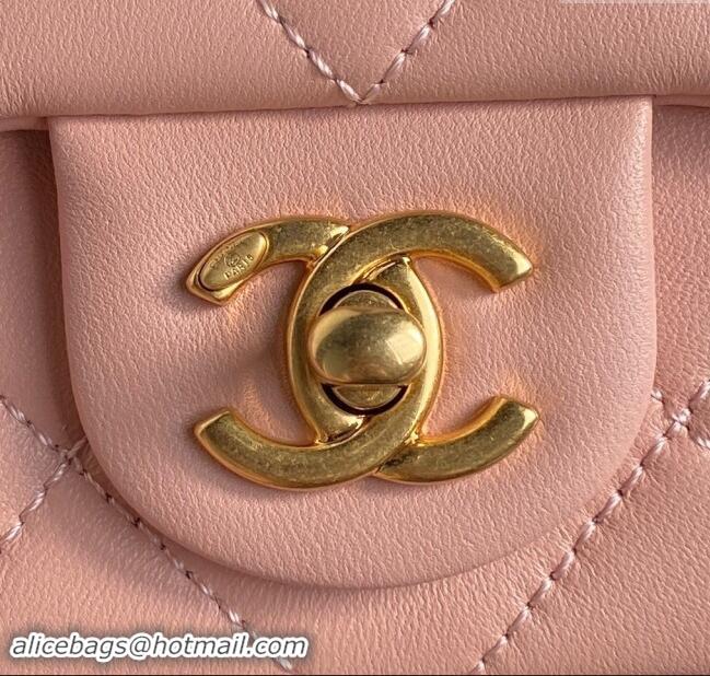 Market Sells Chanel Lambskin Mini Flap Bag with CC Chain AS5175 Light Pink 2024