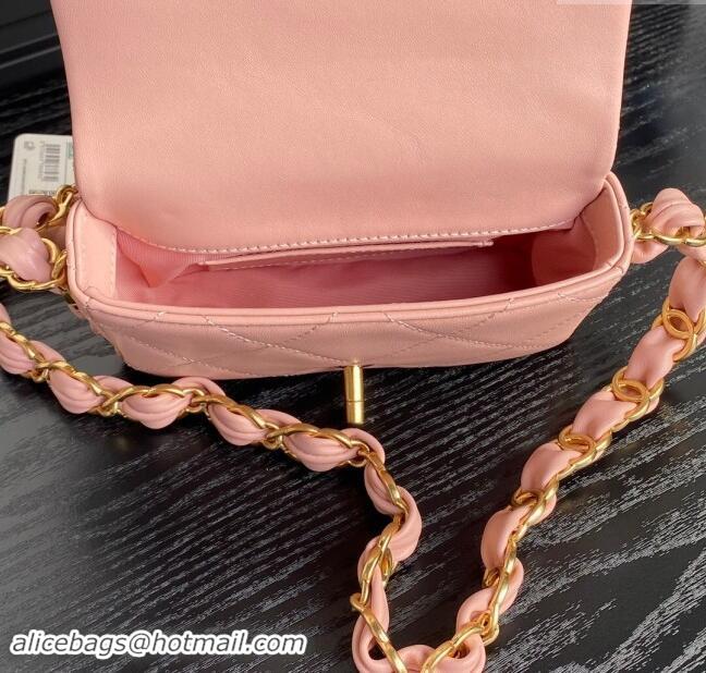 Market Sells Chanel Lambskin Mini Flap Bag with CC Chain AS5175 Light Pink 2024