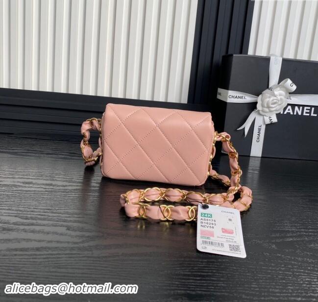 Market Sells Chanel Lambskin Mini Flap Bag with CC Chain AS5175 Light Pink 2024