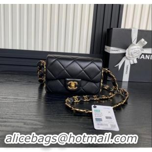 Well Crafted Chanel Lambskin Mini Flap Bag with CC Chain AS5175 Black 2024