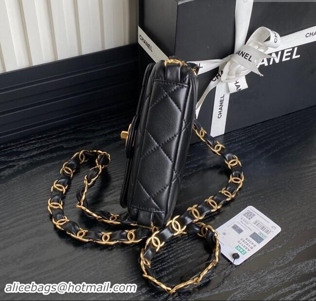 Well Crafted Chanel Lambskin Mini Flap Bag with CC Chain AS5175 Black 2024