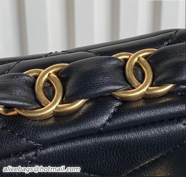 Well Crafted Chanel Lambskin Mini Flap Bag with CC Chain AS5175 Black 2024