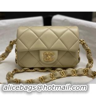 Market Sells Chanel Lambskin Mini Flap Bag with CC Chain AS5175 Dusty Green 2024