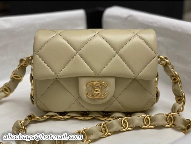 Market Sells Chanel Lambskin Mini Flap Bag with CC Chain AS5175 Dusty Green 2024