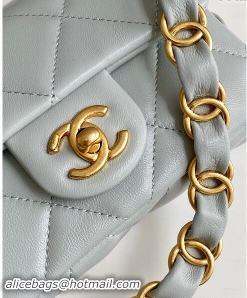 Unique Discount Chanel Lambskin Mini Flap Bag with CC Chain AS5175 Light Grey 2024