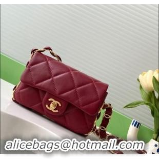 Original Cheap Chanel Lambskin Mini Flap Bag with CC Chain AS5175 Burgundy 2024