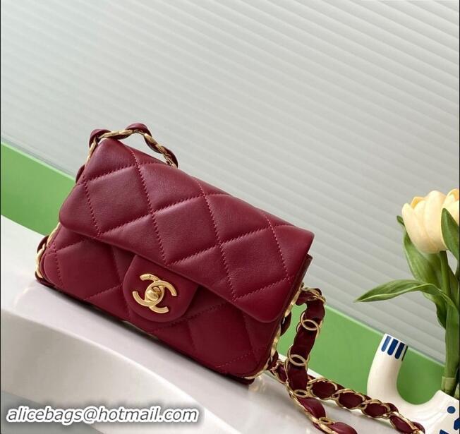 Original Cheap Chanel Lambskin Mini Flap Bag with CC Chain AS5175 Burgundy 2024