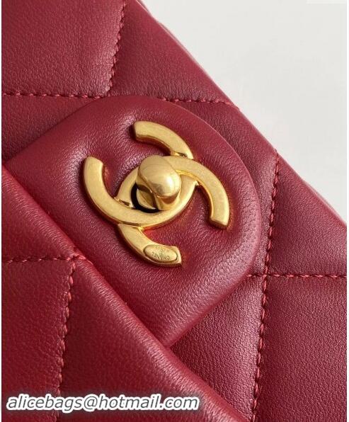 Original Cheap Chanel Lambskin Mini Flap Bag with CC Chain AS5175 Burgundy 2024