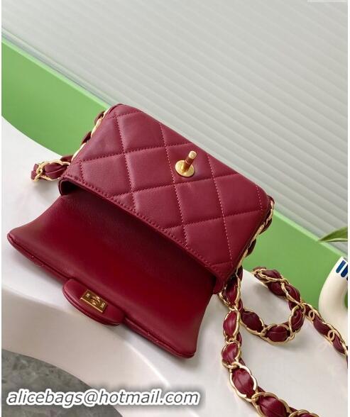 Original Cheap Chanel Lambskin Mini Flap Bag with CC Chain AS5175 Burgundy 2024