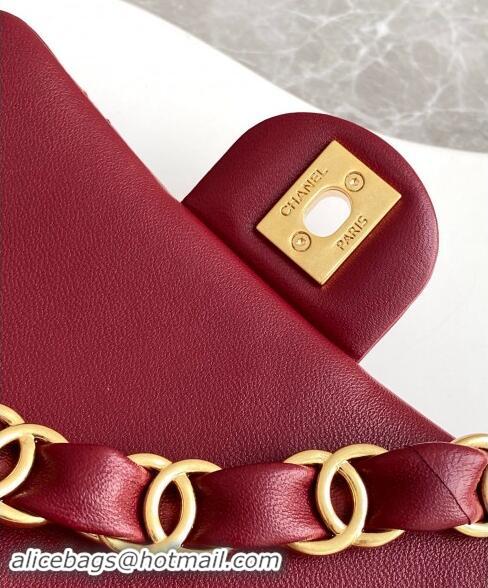 Original Cheap Chanel Lambskin Mini Flap Bag with CC Chain AS5175 Burgundy 2024