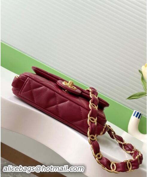 Original Cheap Chanel Lambskin Mini Flap Bag with CC Chain AS5175 Burgundy 2024