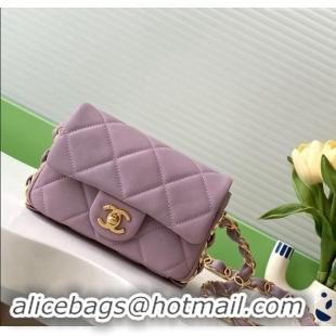 Pretty Style Chanel Lambskin Mini Flap Bag with CC Chain AS5175 Purple 2024