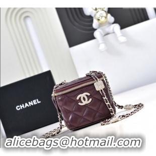 Luxury Discount Chanel Lambskin Clutch with Chain AP4302 Burgundy 2024