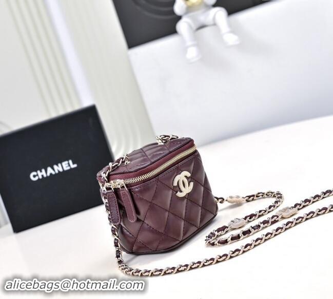 Luxury Discount Chanel Lambskin Clutch with Chain AP4302 Burgundy 2024