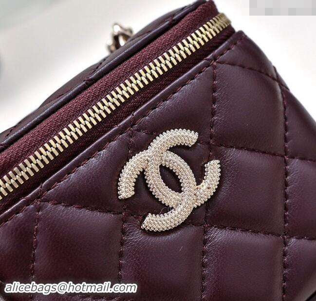 Luxury Discount Chanel Lambskin Clutch with Chain AP4302 Burgundy 2024