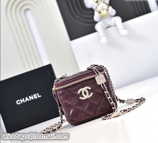 Luxury Discount Chanel Lambskin Clutch with Chain AP4302 Burgundy 2024